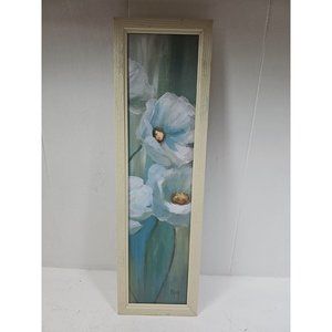 Nan Art Print Sea Breeze Poppies 18.5 In X 5.5 In Blue Green Flower Signed